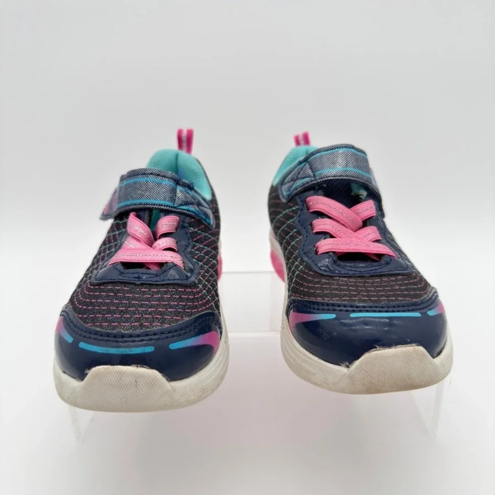 Athletic Works Toddler Size 10 Sneakers Navy Pink Teal Hook Loop